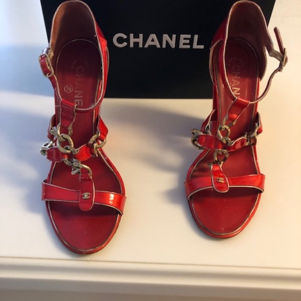 Unique Red Patent Chanel Heels